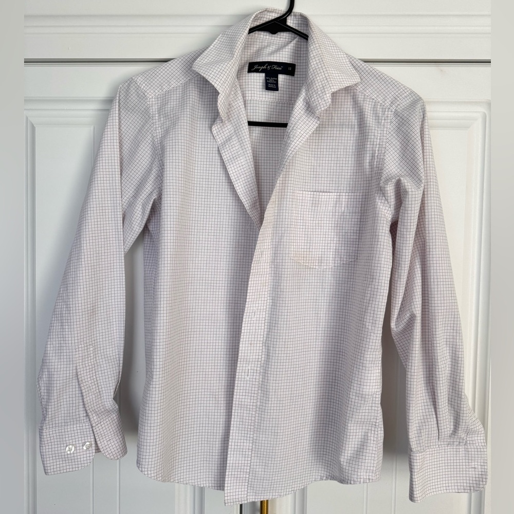 Joseph & Feiss Boys's White Checkered Dress Shirt